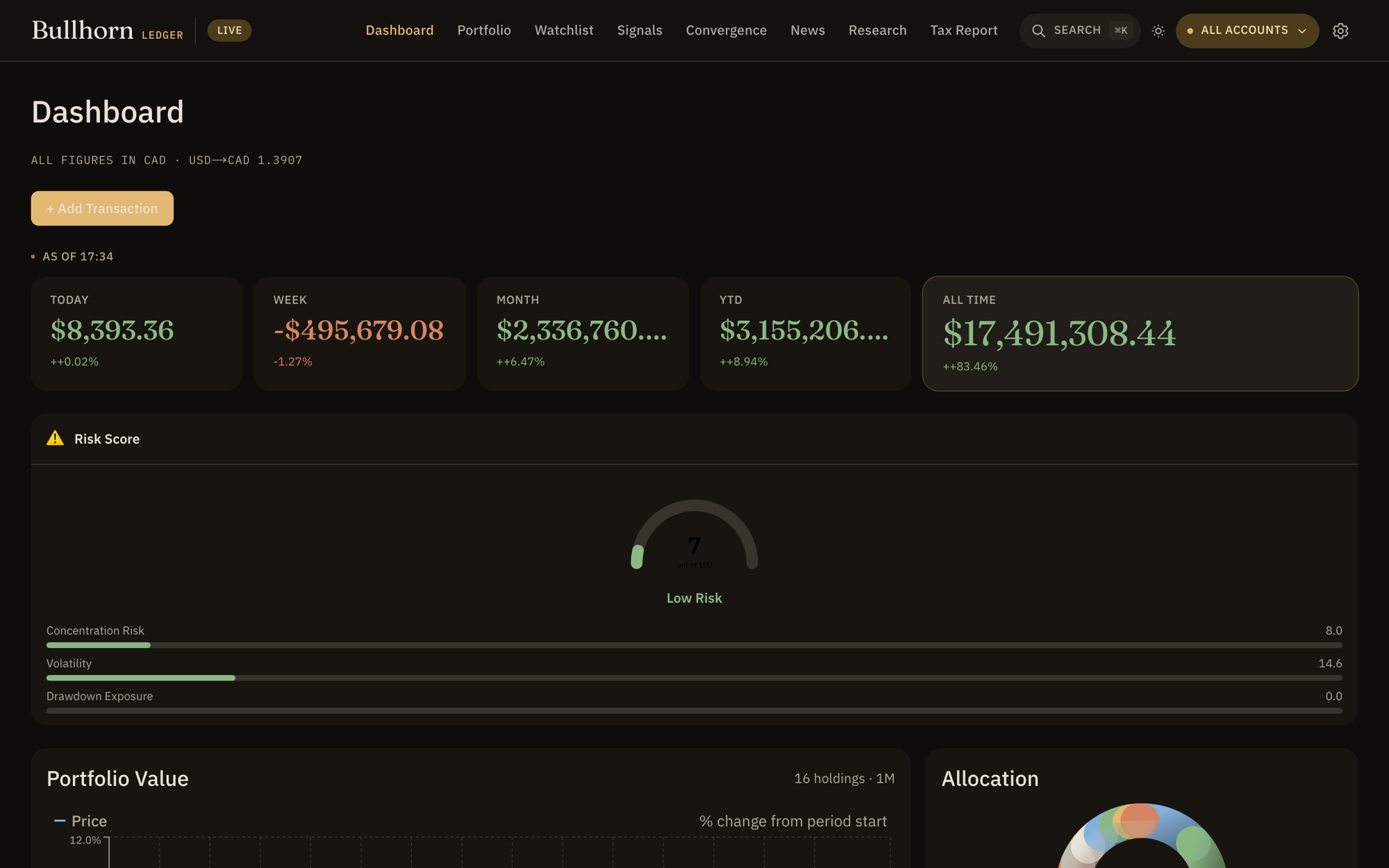 Dashboard screen